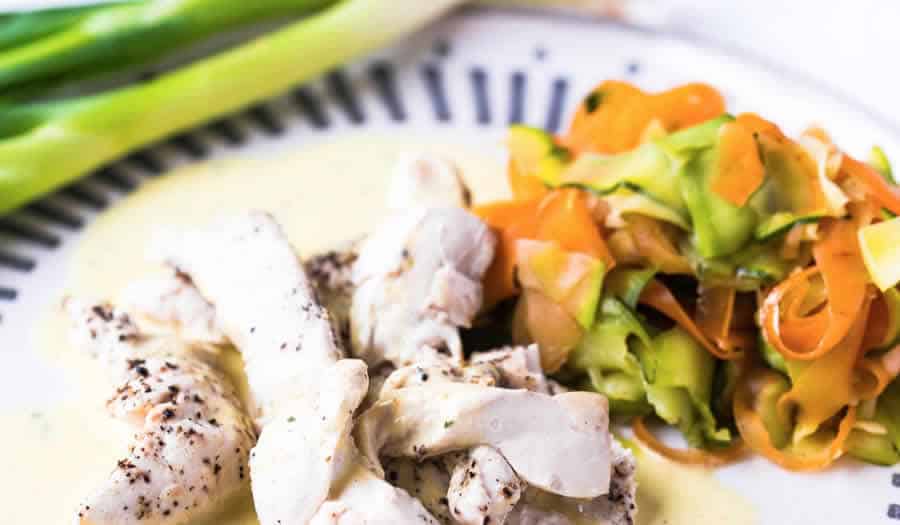 Blancs De Poulet Aux liatelles De Carottes Et Courgettes Au Thermomix