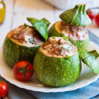 Courgettes rondes farcies au jambon cuit et à l'Emmenthal