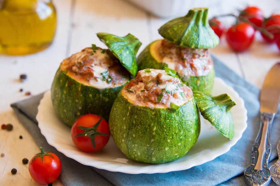 Courgettes rondes farcies au jambon cuit et à l'Emmenthal