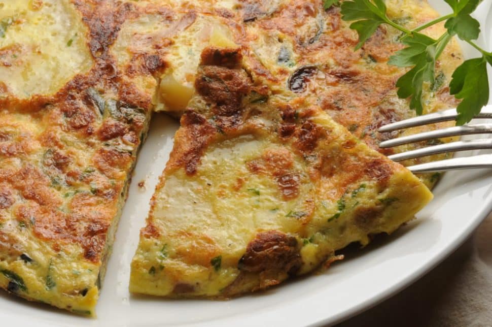 Superbe Tortilla aux courgettes, pomme de terre chorizo et bacon